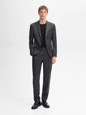 Plain wool suit trousers