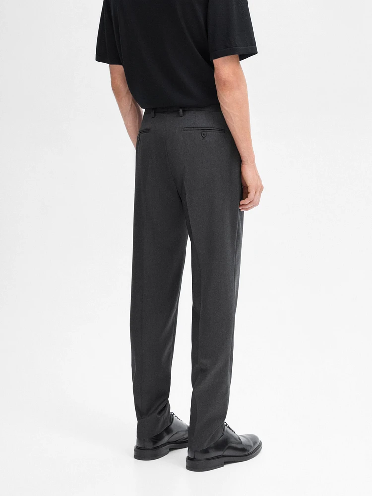 Plain wool suit trousers