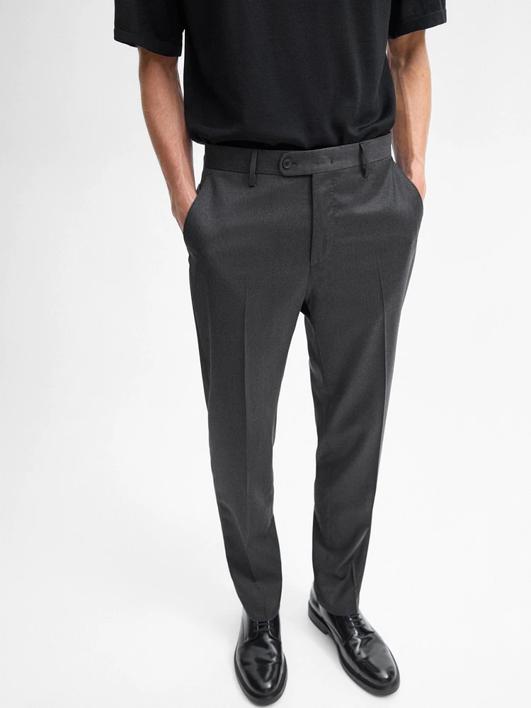 Plain wool suit trousers