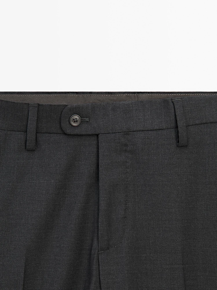 Plain wool suit trousers