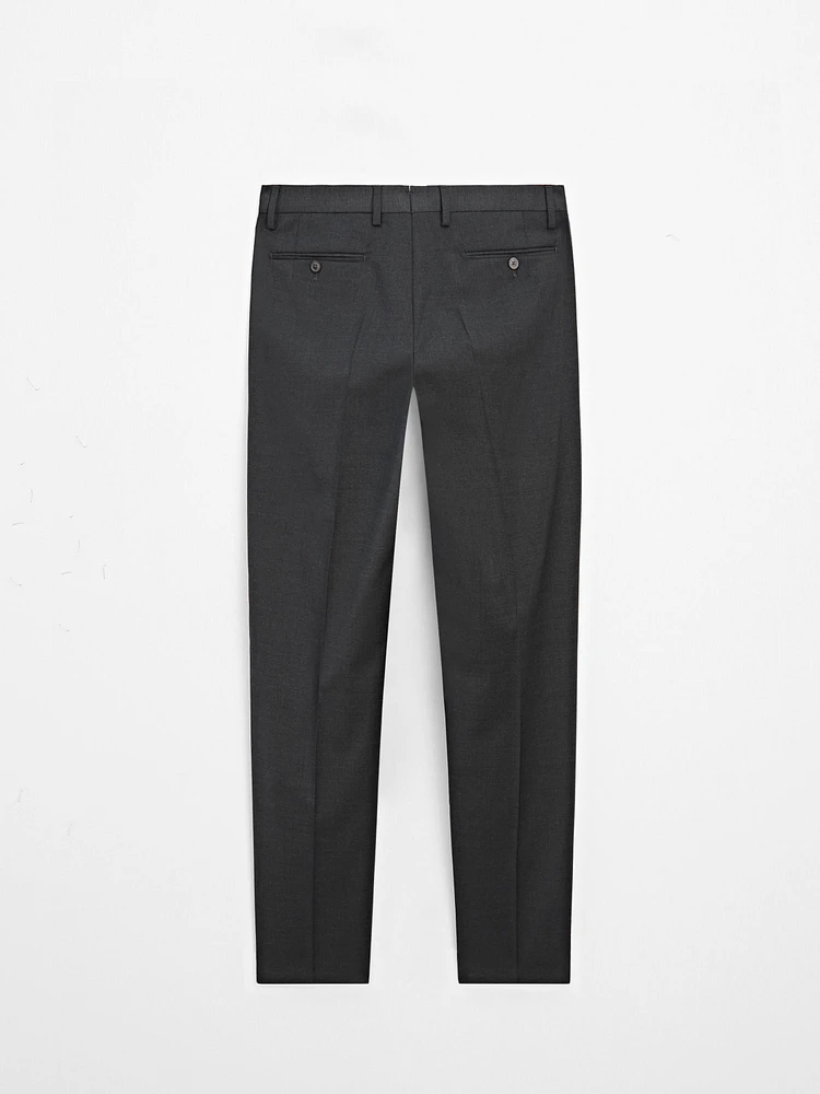 Plain wool suit trousers