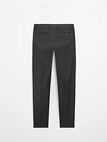 Plain wool suit trousers