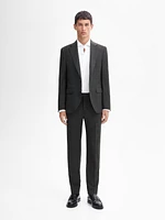 100% wool check suit trousers