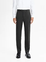 100% wool check suit trousers