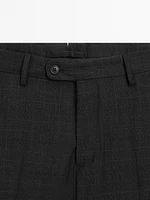 100% wool check suit trousers