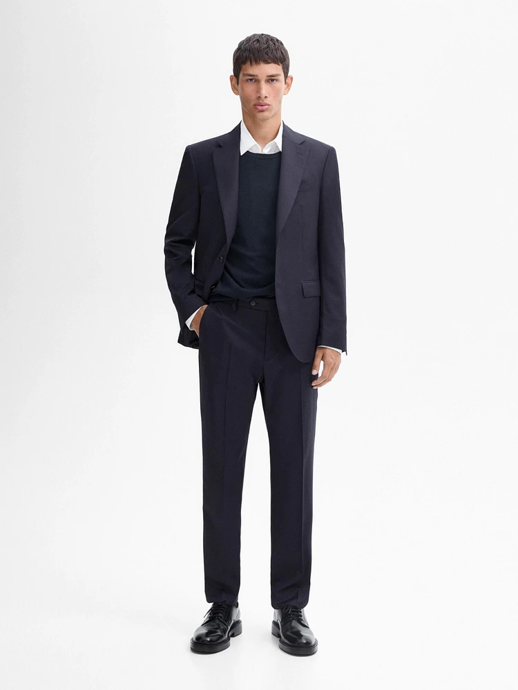 100% wool micro-herringbone suit trousers