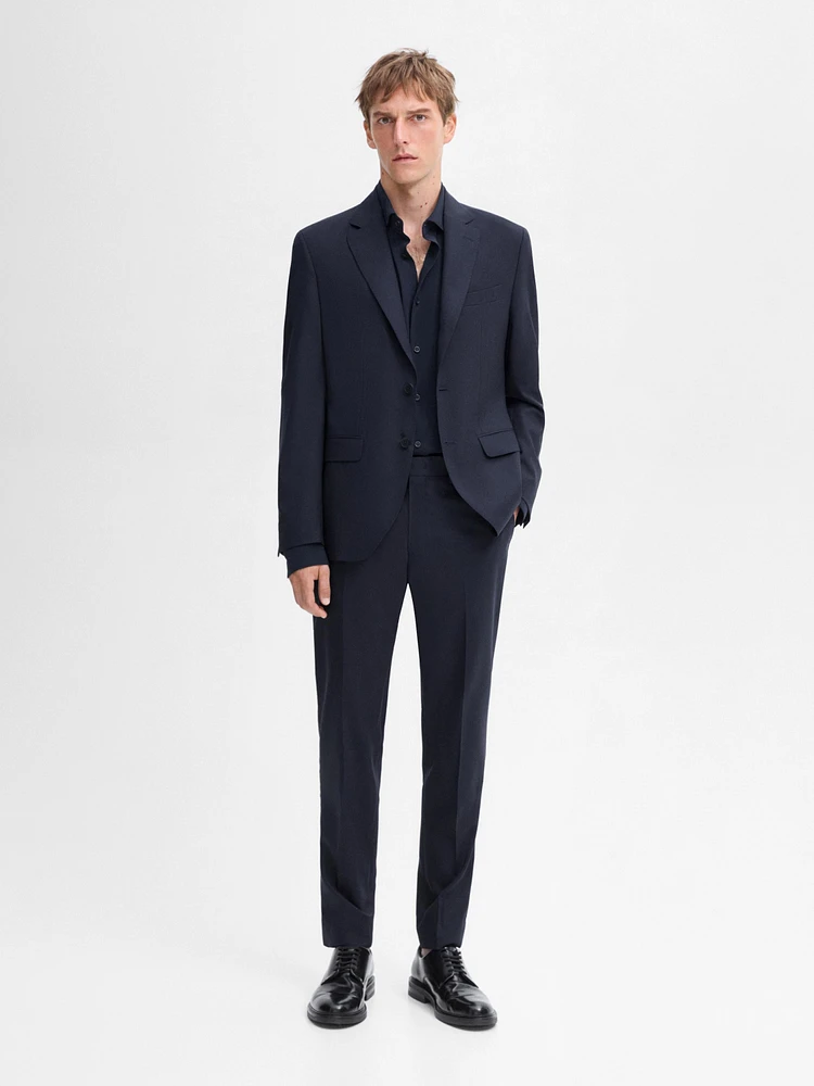 False plain wool suit trousers