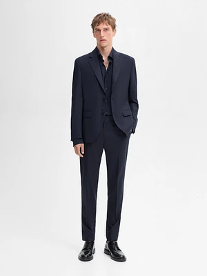 False plain wool suit trousers