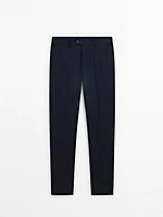 False plain wool suit trousers