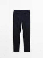 False plain wool suit trousers