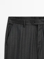 Straight-leg flannel striped suit trousers