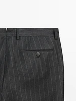 Straight-leg flannel striped suit trousers