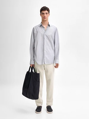 Regular fit pinstriped cotton shirt