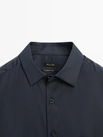 Regular-fit striped cotton blend shirt