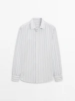 Slim fit pinstripe poplin shirt