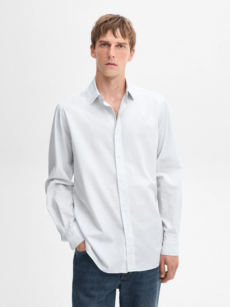 Regular fit striped cotton shirt