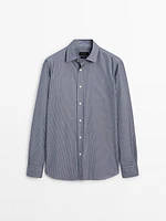 Slim fit striped 100% cotton shirt