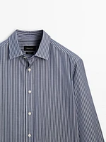 Slim fit striped 100% cotton shirt