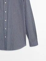 Slim fit striped 100% cotton shirt