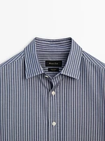 Slim fit striped 100% cotton shirt