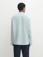 Regular-fit linen shirt with a stand collar