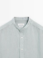 Regular-fit linen shirt with a stand collar