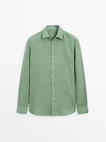 Slim-fit 100% linen shirt