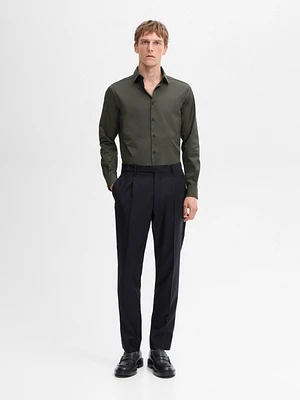 Stretch slim-fit cotton twill shirt