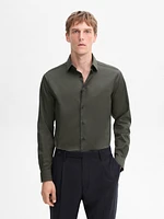 Stretch slim-fit cotton twill shirt