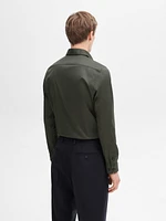 Stretch slim-fit cotton twill shirt