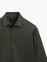 Stretch slim-fit cotton twill shirt