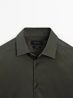 Stretch slim-fit cotton twill shirt