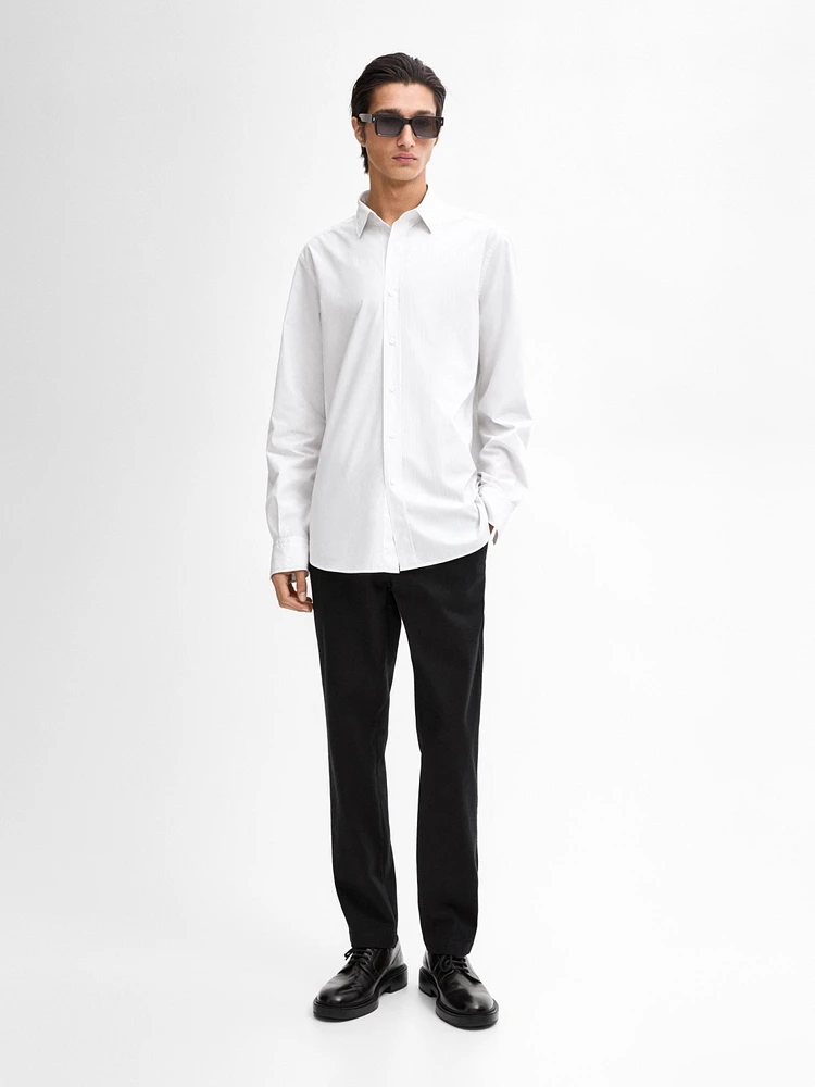 Multi-stripe poplin shirt