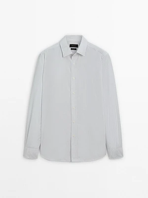 Multi-stripe poplin shirt