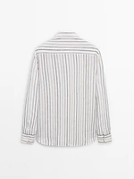 Regular fit striped 100% linen shirt