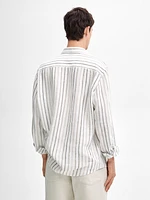 Regular fit striped 100% linen shirt