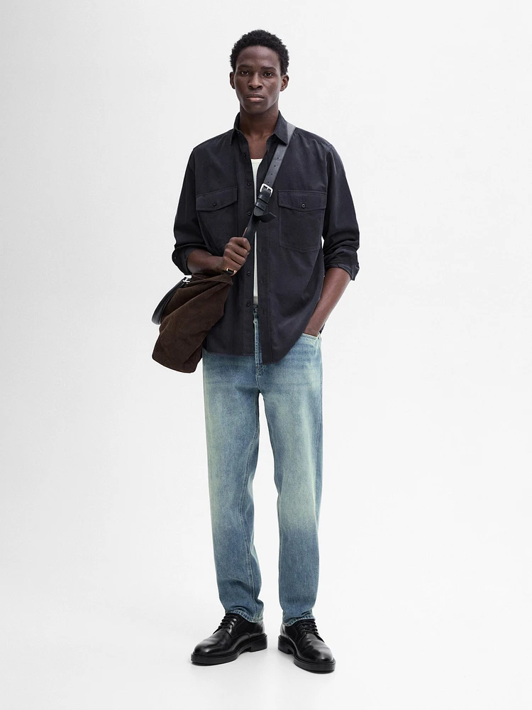 Double-pocket cotton overshirt