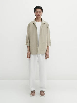 Poplin overshirt with pockets