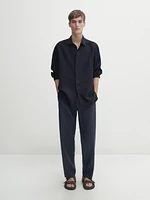 Regular fit twill linen shirt