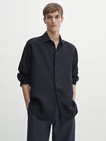 Regular fit twill linen shirt