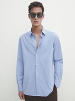 Poplin shirt with micro-stripe print