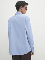 Poplin shirt with micro-stripe print