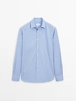 Poplin shirt with micro-stripe print