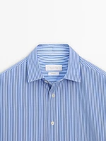 Poplin shirt with micro-stripe print