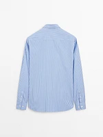 Poplin shirt with micro-stripe print