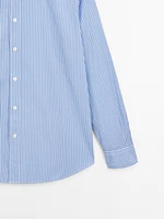 Poplin shirt with micro-stripe print