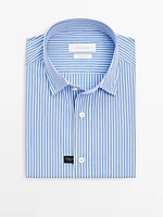 Poplin shirt with micro-stripe print