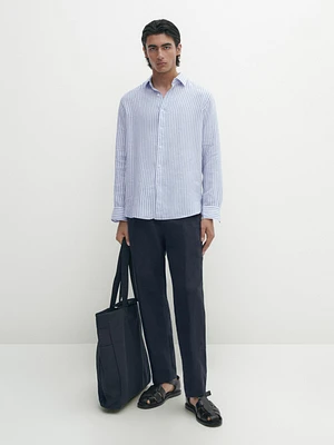 Regular fit striped linen shirt