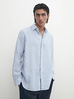 Regular fit striped linen shirt