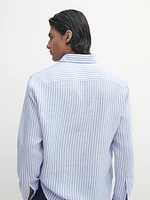 Regular fit striped linen shirt